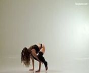 Flexible curly haired beauty Ursula Fe from flexible gymnastic nude girl