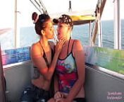 Must See! Risky Public Double Blowjob on a Ferris Wheel with Teen & MILF from 18 mast