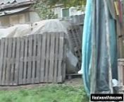 Pervert granny gets banged by a much y. man right in the middle of the backyard from old lady and little boy