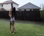 Romantic sex under a storm in Texas from public rain