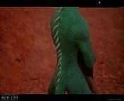 A girl is fucked by a lizard with two cocks - Wild Life from wild life 3d