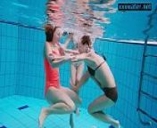 Hot girls undress in the pool from underwater oops