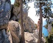 Public erotica, a girl with a stunning figure shows her magnificent ass against the backdrop of the sea and mountains. DickForStepSister from public erotica a girl with small breasts walks in nature