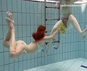 Hot underwater lesbos Ala and Lenka get horny from underwater girls