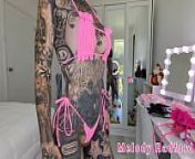 Pink Ruffled Micro Bikini Try On Haul Melody Radford from peachperfect try on haul