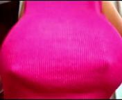 Big bouncy boobs in red top teasing from girls bouncy boobs