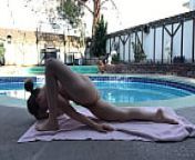 Poolside nude yoga from adelesexyuk nude yoga