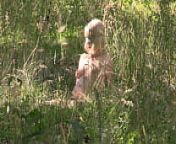 Voyeur watches a milf in early pregnancy outdoors as she walks in the woods and undresses Amateur peeping fetish from watching her undress