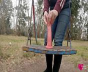 Without shame! Fucking a dildo in a swing! from public dildo riding