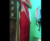Indian gay Crossdresser Gaurisissy xxx nude in red saree showing his bra and boobs from xxx gay boys samil saree item sex video