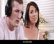 Naughty Riley distracts stepson Brick from his video game from naughty american hd sex video