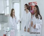 Girlfriends in lab coat sharing subjects dick from blouse one sex video
