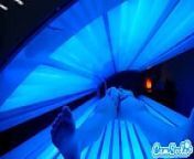 teen latina gets caught rubbing her clit while using a tanning bed from getting solarium