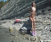 FREE VIDEO - Awesome kinky nudist girl in the public beach - Sasha Bikeyeva from kinky fkk