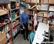 Busted shoplifter Ella Hughes blowjob the LP Officer huge cock! from ella gross