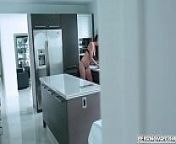 Stepson gets an eyeful as stepmom stands at the sink! from no bra