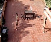 Public. Couple Playing and Fucking in the Courtyard, outside from wim hof course