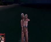 Blondes on beach, shemale and girl from transen
