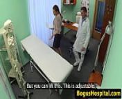 Hairy babe banged and fingered by doctor from doctor and nurse