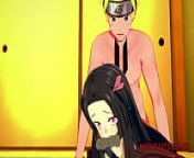 Demon Slayer Naruto - Naruto Big Dick Having Sex with Nezuko and cum in her sexy pussy 2/2 from two anime girls having sex