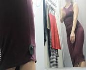 Dressing room. Russian girl with big boobs and nipples. Sexy change clothes from girl dress change sexy
