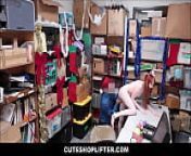 CuteShoplifter - Redhead Teen Caught Shoplifting TV Fucked By Officer from krystal lavenne