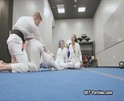 Self defense training turns to private foursome from self defence karate femdom