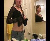Busty teen testing bra from girl tries on bra