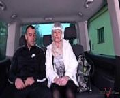 Cheap milf whore with fake hair wrecked by muscle stranger in driving van from muscle girl fake taxi