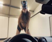 A Teen Girl Public Outdoor in a BDSM fetish mask dances naked on a car at a car wash , SexTravelers from bd naika all nake