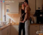 Kitchen make out with stepsister, kissing & fingering - sensual teasing moments from couple making hot sex in standing position mp4