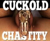 Cuckold in Chastity watching HOT WIFE through door with BULL from noose girl naked