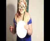 BBW gets pied multiple times in tight blue dress from polition