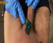 the waxing goes too far, it also offers the client an erection that ends with a mega cumshot from veet hair remove