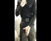 Hot guy in black suit coming from office to rest and wank his big cock from pak film sexi mujra