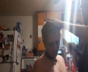 Baldbabey gets a haircut in lingerie from mousim haircut