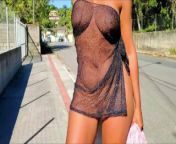 SHEER CLOTHES WALKING AROUND from indian bhabhi transparent dress show her