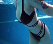Sheril Blossom gets horny and naked in the pool from sheril dekker
