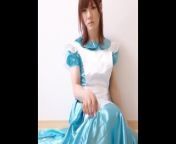Japanese Crossdresser MARY wearing Satin Alice Maid Dress - FULL VID ON ONLYFANS from jamie marie yoga onlyfans video leaked 1