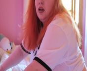 BBW redhead riding huge dildo from norve