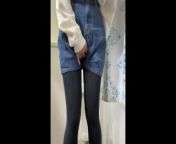 Peeing in a denim mini-skirt from denim mini skirts video