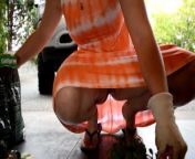 Upskirt Well Planting Plants NO PANTIES from real spy camera