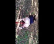Naked submissive slut taken for a walk on a leash in forest ANAL LEASH but plug from xxxs secxxx