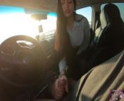 Quick blowjob with swallow in the car near the road from avi college girl outdoor