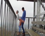 Almost getting caught fucking on a public observation tower over the forest from bhama panty show