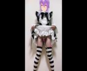 Trap Femboy maid nohand cumshot masturbation Japanese crossdresser  cosplayer cute shemale from semail