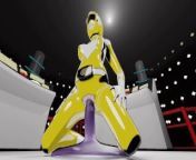 Yellow ranger riding slime dick from power rangers dino fury