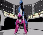 Blue and pink ranger Doggystyle Anal from nude power ranger megaforc