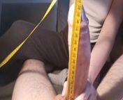Girlfriend measuring Big White Cock 21CM Handjob POV from 21cm
