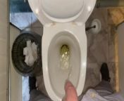 Pissing without hands in an office public toilet from an uncut penis. POV 4K from k0和厕奴